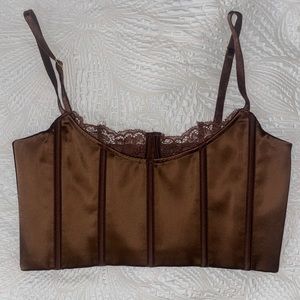 Meshki Lake Lace Cami Crop Top - Chocolate